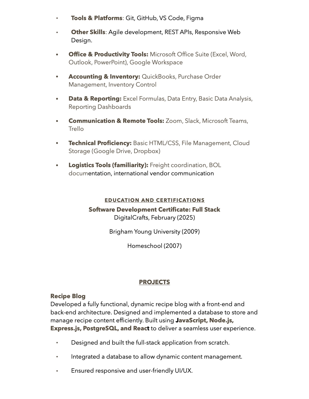 Resume Page 2